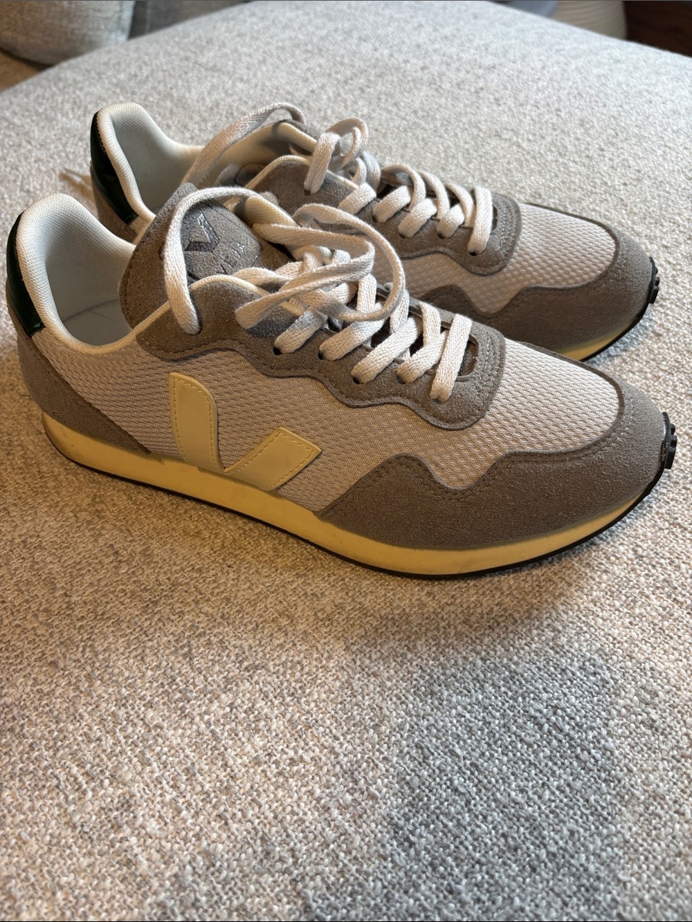 Veja Women’s Beige, Cream & Green Retro Sneakers